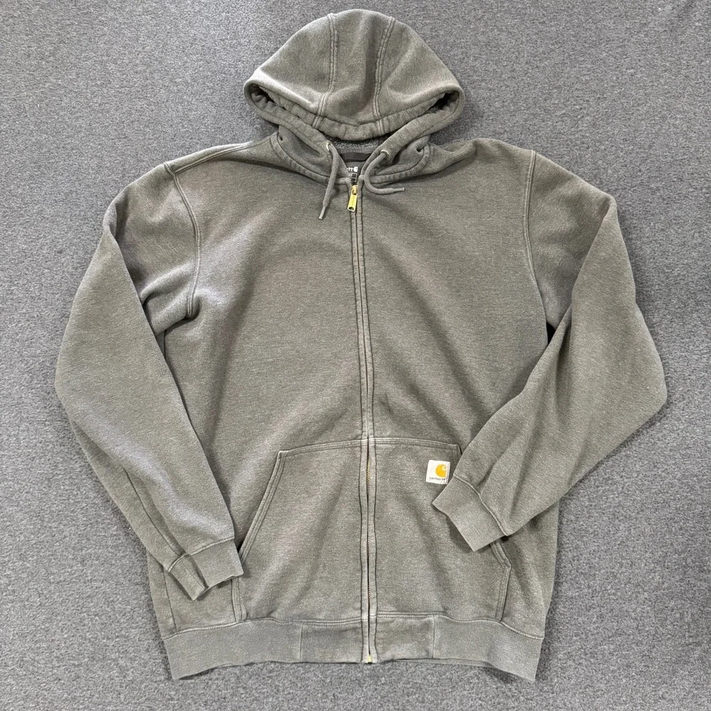 Modern Carhartt Zip Hoodie Mens L Tall Gray Good Faded Loose Fit Sweatshirt